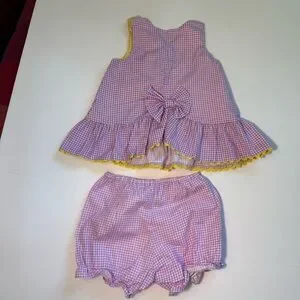 Vintage Austin And Ashley Purple And Yellow Gingham Embroidery Bears 18 Mo Dress