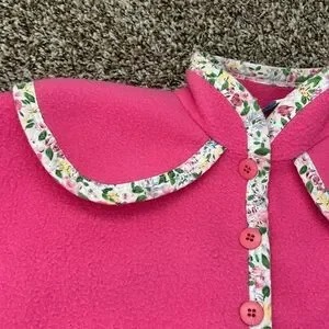 Vintage Babycrest Fleece Winter Pink Floral Baby Walksuit Jumpsuit 12M