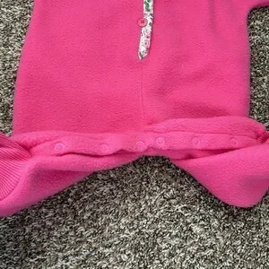 Vintage Babycrest Fleece Winter Pink Floral Baby Walksuit Jumpsuit 12M
