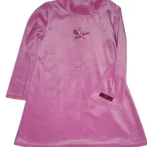 Vintage Barbie 2000 Dress Long-sleeve Velour Pink Girls 45 (XS)