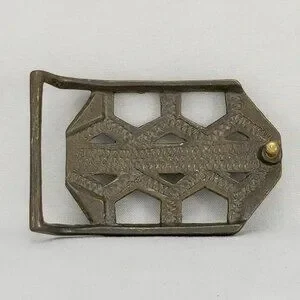 Vintage Belt Buckle Jerusalem Honeycomb Shape Gold Color