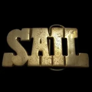 Vintage Belt Buckle Solid Brass SAIL Letters Name Sailboat Ship Windsurfer Lake
