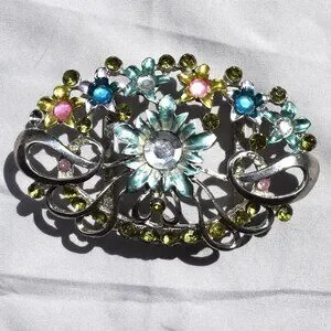 Vintage Belt Buckle Women's Unisex Sash Flowers Floral Colorful Victoria Art-Dec