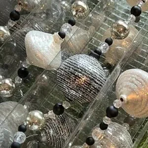 Vintage Black Silver White Glass Resin 6ft Garland Christmas Holiday New Years