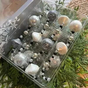 Vintage Black Silver White Glass Resin 6ft Garland Christmas Holiday New Years