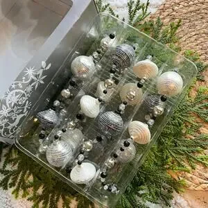 Vintage Black Silver White Glass Resin 6ft Garland Christmas Holiday New Years