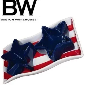 Vintage Boston Warehouse Flying Flags Serving Set