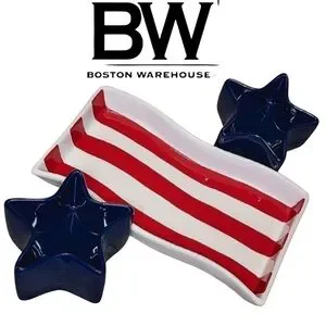 Vintage Boston Warehouse Flying Flags Serving Set