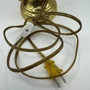 Vintage Brass Candlestick Desk Table Accent Lamp 14.5 Inches With Scroll Handle