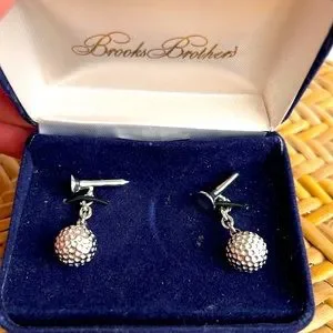 Vintage Brooks Brothers Sterling Silver Cufflinks Golf Ball And Tee Design