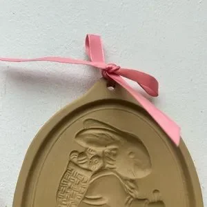 Vintage Brown Bag Cookie Art Easter Rabbit Walk & Girl W/ Rabbit Ceramic Lot 2