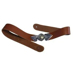 Vintage Brown Leather Silver Gold Buckle Adjustable Belt Small