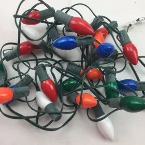 Vintage C9 Christmas Holiday Multicolor String Lights 25 Bulbs 25' Green Cord