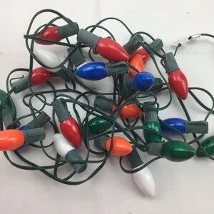 Vintage C9 Christmas Holiday Multicolor String Lights 25 Bulbs 25' Green Cord