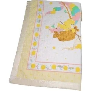 Vintage Care Bears Baby Quilt Yellow Sunshine Bear Design 33 X 42