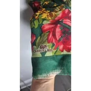 Vintage Carroll Reed Scarf Womens Rose Print Floral Shawl Wrap Retro Accessory