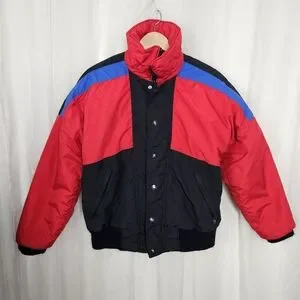 Vintage CB Sports Red and Black Winter Snow Ski Snowboarding Coat Size Medium