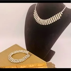 Vintage choker & bracelet set rhinestone diamonds