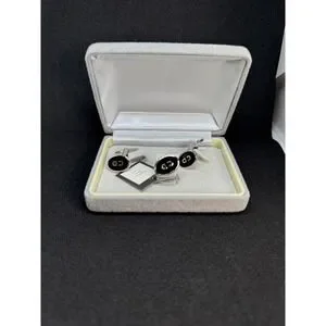 Vintage Christian Dior Monsieur Cufflinks Set Oval CD Logo in Original Box