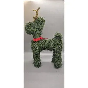 VINTAGE CHRISTMAS REINDEER FAUX EVERGREEN TOPIARY ARTIFICIAL TREE DEER 10"