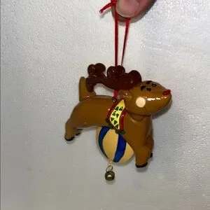 Vintage Colorful Circus Themed Reindeer Christmas Ornament