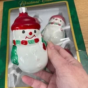 Vintage Commodore Christmas Classics Ornaments Chubby Snowmen Set of 4 Romania