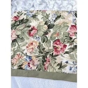 Vintage Cotton Window Petticoat Valance Flower Garden Pink Green Persnickity