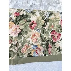 Vintage Cotton Window Petticoat Valance Flower Garden Pink Green Persnickity