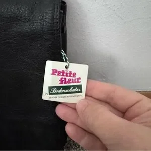 Vintage Deadstock Petite Fleur By Bodenshatz Black Leather Attache Bag