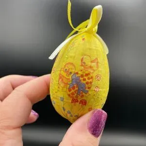 Vintage Decoupage Easter Eggs Bunny Rabbits Chicks Birds On Basket Tissue Paper