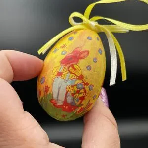 Vintage Decoupage Easter Eggs Bunny Rabbits Chicks Birds On Basket Tissue Paper