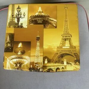Vintage Delacre Baker Metal Tin Theme Of Paris 9" Square Gold