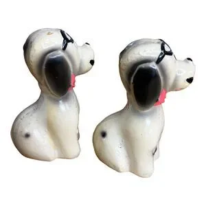 Vintage Dogs With Goggles SNOOPY RED BARON Salt And Pepper Shaker Set Japan