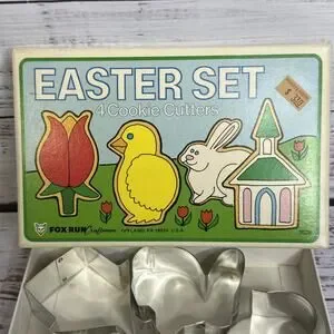 Vintage Easter Cookie Cutters Set Of 4 With Box #3628 Fox Run Craftsmen