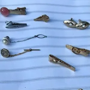 Vintage Elegant Gold and Silver Tie Clips and Cufflinks Set