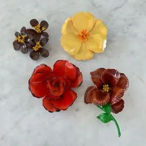 Vintage Enamel Flower Brooch Collection