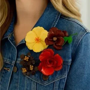 Vintage Enamel Flower Brooch Collection