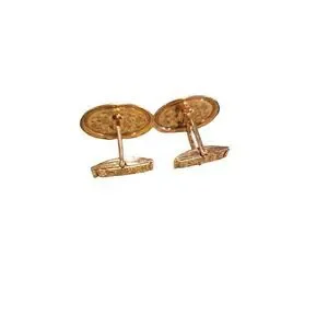 Vintage Estate Stunning Wells Fargo Cuff Link Oval Gold Black Employee Cufflinks