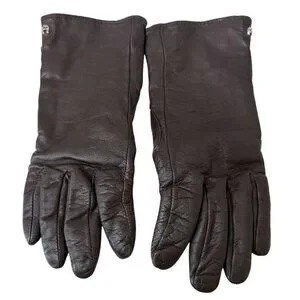 Vintage Etienne Aigner Leather Gloves Brown Medium Womens Lambswool Lined