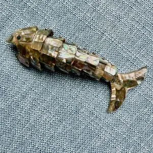 Vintage Fish Bottle Opener Abalone Shell Flexible Unique Iridescent