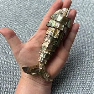 Vintage Fish Bottle Opener Abalone Shell Flexible Unique Iridescent