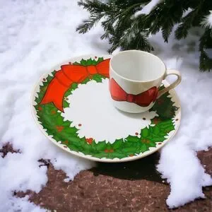 Vintage Fitz & Floyd Snack Plate and Cup Set