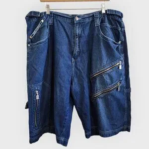 Vintage FOX Y2K Baggy Hip Hop Zipper Denim Men's Jean Shorts Size 3X