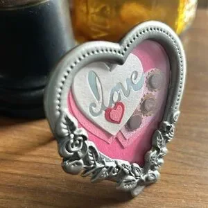 Vintage Framed Valentines Box Of Chocolates In A Heart-Shaped Pewter Frame