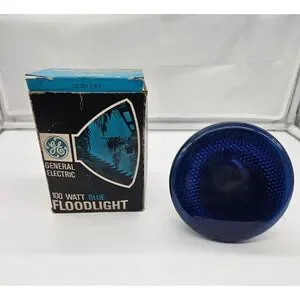 Vintage GE General Electric 100 Watt‎ Blue Floodlight Bulb Lamp
