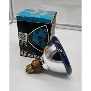Vintage GE General Electric 100 Watt‎ Blue Floodlight Bulb Lamp
