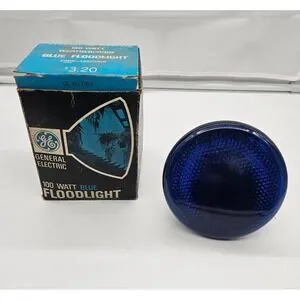 Vintage GE General Electric 100 Watt Blue Floodlight Bulb Lamp