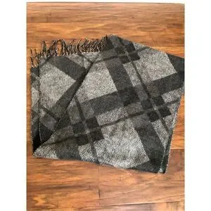 Vintage Gray Black White Plaid Scarf Made in Germany 100% Acrylic