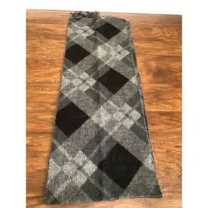 Vintage Gray Black White Plaid Scarf Made in Germany 100% Acrylic