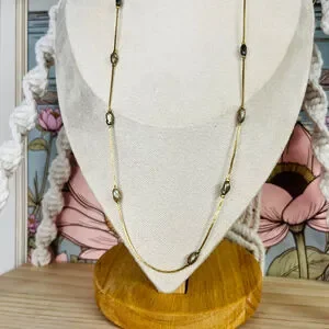 Vintage Gray Freshwater Pearl Necklace Gold Toned Metal Chain Thin Delicate